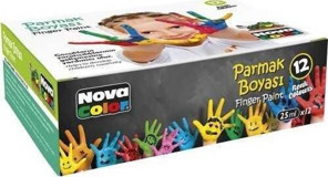 Nova Color Tk Nc-460 Yıkanabilir 25 ml 12'li Çok Renkli Parmak Boyası