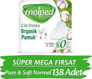 Molped Pure & Soft Organik Antialerjik İnce 46'lı Hijyenik Ped 3 Adet