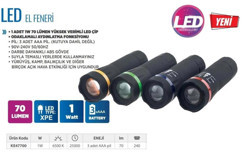 Klaus KE47700 70 Lümen LED Pilli El Feneri