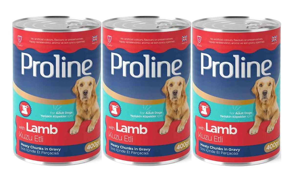 Proline Kuzu Etli Parça Etli-Soslu Yetişkin Yaş Köpek Maması 400 gr 3'lü