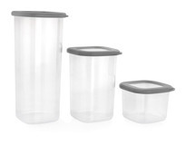 Schafer Hold Gri 3'lü Dikdörtgen Plastik Saklama Kabı