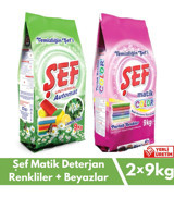 Şef Matik Renkliler ve Beyazlar İçin Toz Deterjan 2x9 kg