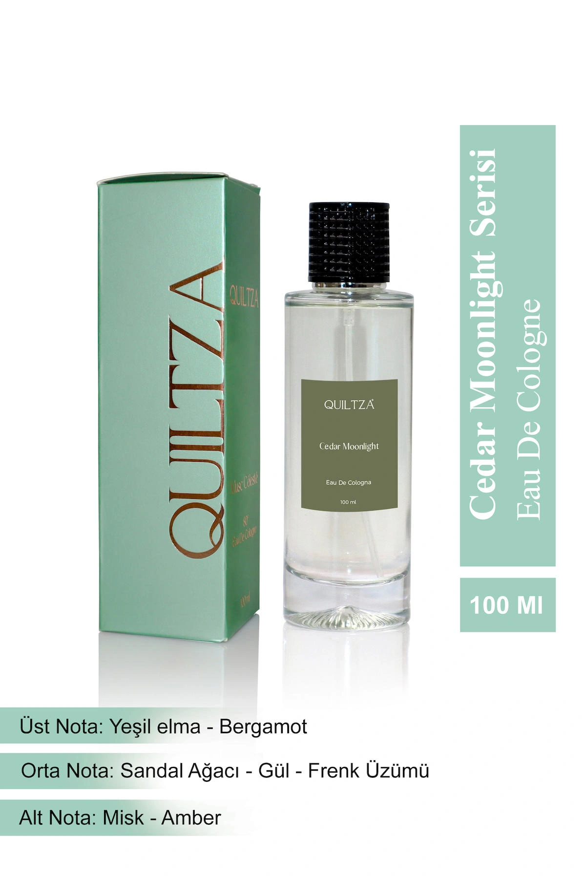 Quiltza Cedar Moonlight Yeşil Elmalı Cam Şişe Kolonya 100 ml
