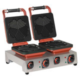 Omake Çiçek İkili Çift Taraflı Kırmızı Waffle Makinesi