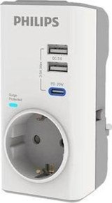 Philips Tekli Soket 3 Usb'li Kablosuz Çiftli Akım Korumalı Priz