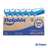 Dolphin Lateks Pudrasız Mavi Small Temizlik Temizlik Eldiveni 100x20 Paket