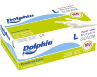 Dolphin Pudralı Lateks Beyaz Large Hijyen Temizlik Eldiveni 100 Adet