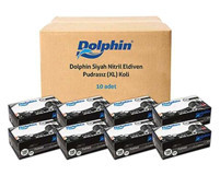 Dolphin Ekstra Kalın Pudrasız Siyah XLarge Çok Amaçlı Temizlik Eldiveni 100x10 Paket