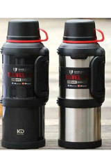Helinaria Travel Pot Paslanmaz Çelik 4 lt Outdoor Termos Termos Gümüş - Siyah