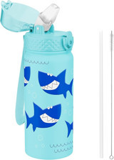 Goppus Mavi Köpekbalığı Paslanmaz Çelik 550 ml Pipetli Outdoor Matara Termos Mavi