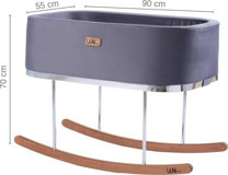 Will Beside Ahşap-Metal 15 kg Oval Yataklı Sallanan Anne Yanı Gri Beşik
