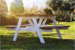 Mandu Piknik Dikdörtgen Ahşap 68x118 cm Beyaz-Kahverengi Bahçe Masası