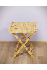 Alyans Katlanabilir Kare Ahşap 56x50 cm Açık Kahverengi Bahçe Masası
