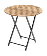 Eportatif Katlanabilir Yuvarlak Ahşap 70x70 cm Kahverengi Bahçe Masası