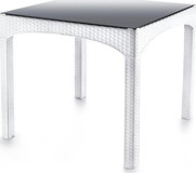 Omnipazar SY-2576 Kare Rattan 90x90 cm Beyaz Bahçe Masası