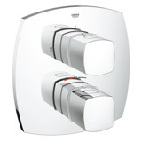 Grohe Grandera 19948000 Krom Kaplama Çiftli Çevirmeli Dereceli Ankastre Kare Banyo Bataryası Siyah