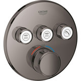 Grohe Grohtherm 29121A00 Krom Kaplama Üçlü Çevirmeli Dereceli Ankastre Yuvarlak Banyo Bataryası Antrasit