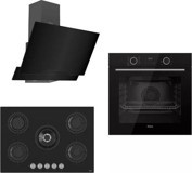 Ferre D063 - RS035 - XE63CS Dijital Doğalgazlı Cam Klasik Ankastre Fırın Ocak 3'lü Ankastre Set Siyah