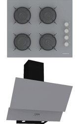 Termikel BH P6144C A - CH C6532C BA Dijital Doğalgazlı Cam Klasik Ocak Davlumbaz İkili Set 2'li Ankastre Set Gri