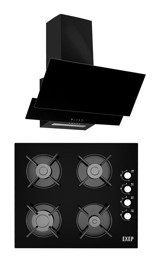 Exep ED401 - EO320 Dijital Doğalgazlı Cam Klasik Ocak Davlumbaz İkili Set 2'li Ankastre Set Siyah