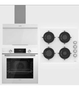 Uğur HBCV000047WE5U Dijital Doğalgazlı Cam Klasik Set Üstü Davlumbaz 3'lü Ankastre Set Beyaz