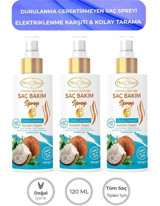 Pytho Flora Onarıcı Islak Görünümlü Hindistan Cevizi Yağlı Hafif Saç Spreyi 3x120 ml