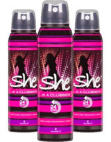 She Is Clubber Pudrasız Ter Önleyici Sprey Kadın Deodorant 3x150 ml