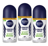 Nivea Sensitive Protect Pudrasız Ter Önleyici Antiperspirant Roll-On Erkek Deodorant 3x50 ml