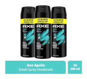 Axe Apollo Pudrasız Ter Önleyici Antiperspirant Sprey Erkek Deodorant 3x200 ml