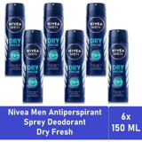 Nivea Dry Fresh Pudralı Ter Önleyici Antiperspirant Sprey Erkek Deodorant 6x150 ml