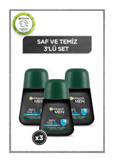 Garnier Saf & Temiz Pudrasız Ter Önleyici Antiperspirant Roll-On Erkek Deodorant 3x50 ml