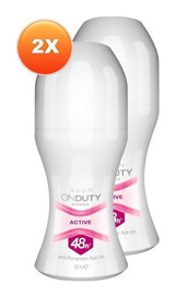 Avon On Duty Active Pudrasız Ter Önleyici Antiperspirant Roll-On Avon Kadın Active Deodorant 2x50 ml