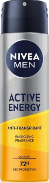 Nivea Active Energy Pudrasız Ter Önleyici Antiperspirant Sprey Erkek Deodorant 150 ml