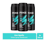 Axe Apollo Pudrasız Ter Önleyici Antiperspirant Sprey Erkek Deodorant 3x150 ml