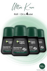 Garnier Magnezyum Ultra Kuru Pudrasız Ter Önleyici Antiperspirant Roll-On Erkek Deodorant 4x50 ml