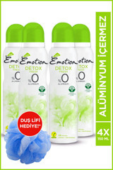 Emotion Detox Fresh Pudrasız Ter Önleyici Sprey Kadın Deodorant 4x150 ml