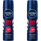 Nivea Dry Impact Pudralı Ter Önleyici Antiperspirant Sprey Erkek Deodorant 2x150 ml