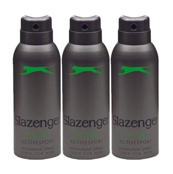 Slazenger Activesport Yeşil Pudrasız Ter Önleyici Antiperspirant Sprey Erkek Deodorant 3x150 ml