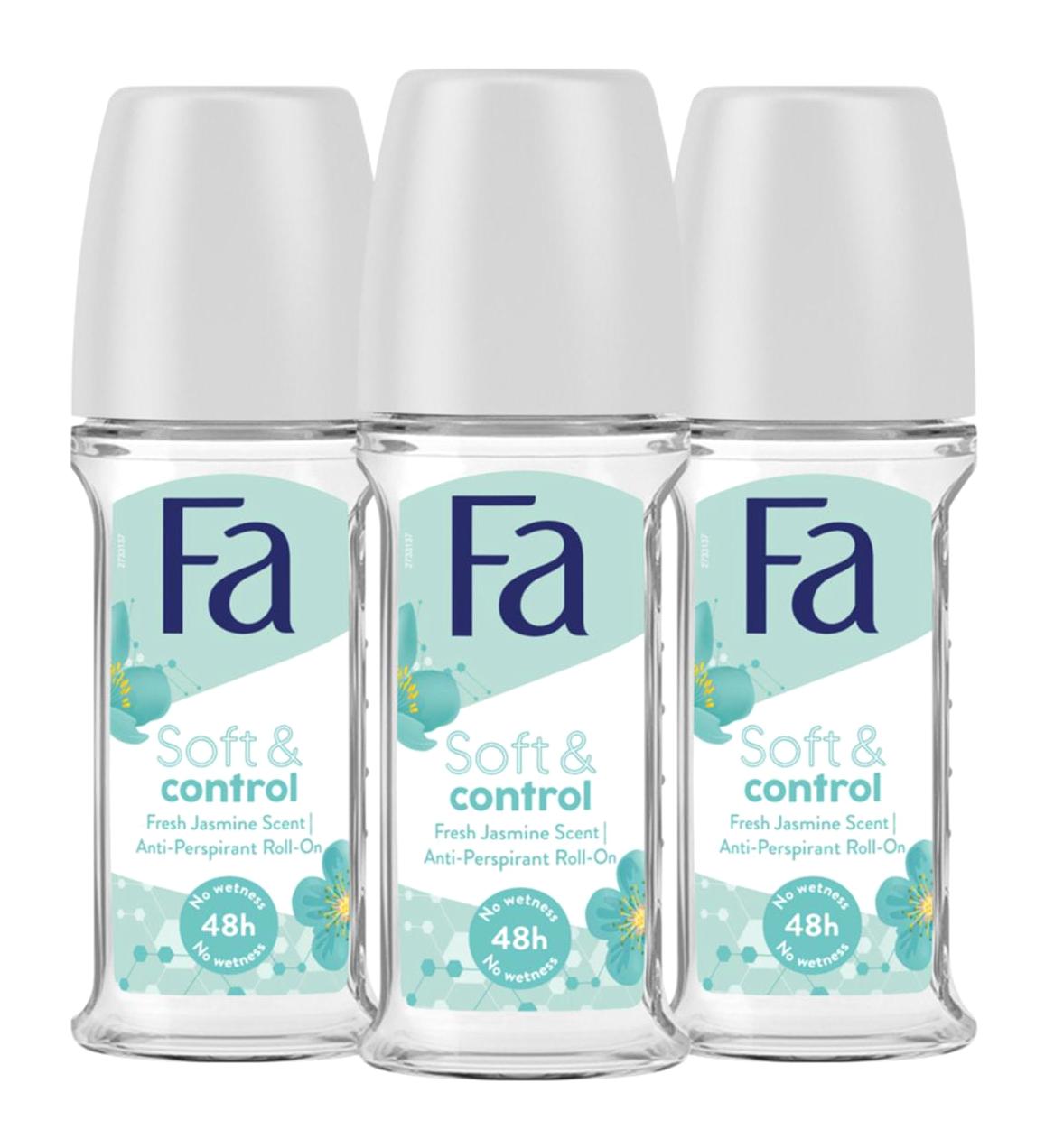 Fa Soft Contrel Jas Pudrasız Ter Önleyici Antiperspirant Roll-On Erkek Deodorant 3x50 ml