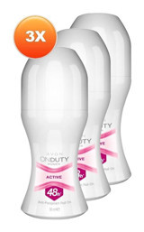Avon On Duty Active Pudrasız Ter Önleyici Antiperspirant Roll-On Kadın Deodorant 3x50 ml