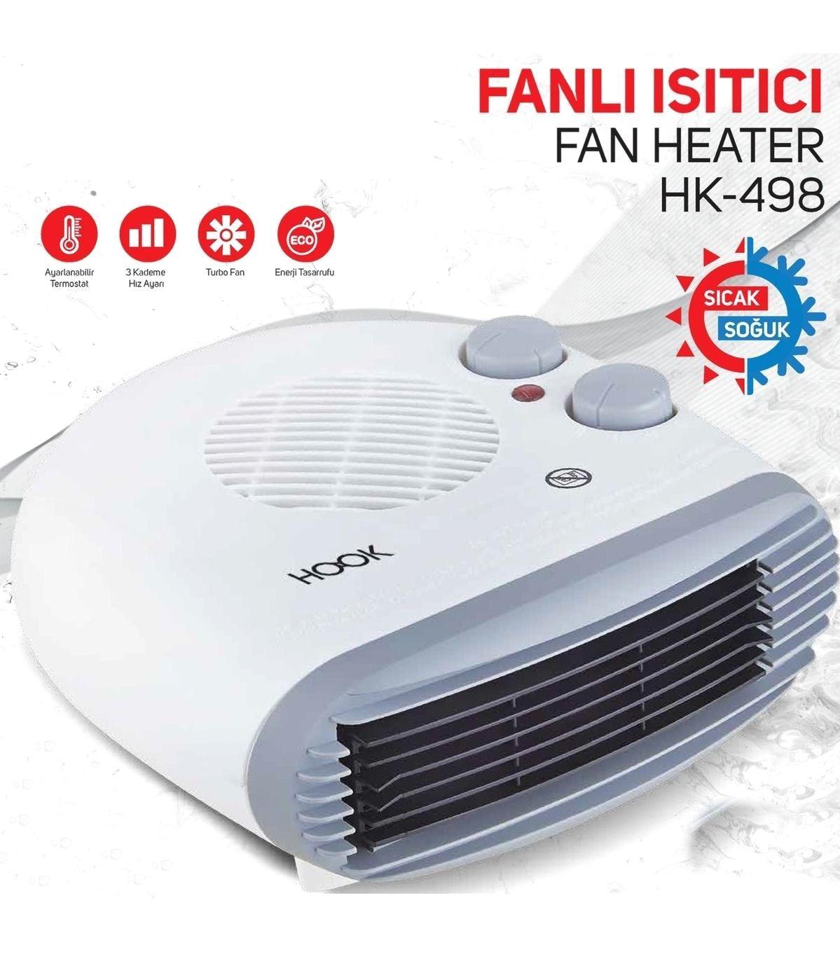Hook HK-498 2000 Watt Fanlı Elektrikli Isıtıcı Beyaz