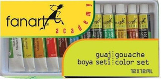 Fanart Tüp Çok Renkli 12x12 ml Guaj Boya Seti