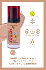 Golden Rose Moisture Touch No:107 Güneş Koruyuculu Vegan Likit Şişe Fondöten 30 ml