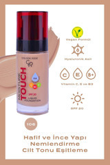 Golden Rose Moisture Touch No:106 Güneş Koruyuculu Vegan Likit Şişe Fondöten 30 ml