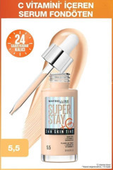 Maybelline New York Super Stay 05.5 Glow Su Bazlı Güneş Koruyuculu Vegan Serum Şişe Fondöten 30 ml