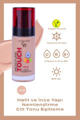 Golden Rose Moisture Touch No:103 Güneş Koruyuculu Vegan Likit Şişe Fondöten 30 ml