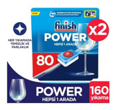 Finish Power Hepsi Bir Arada Tablet Bulaşık Makinesi Deterjanı 2x80 Adet