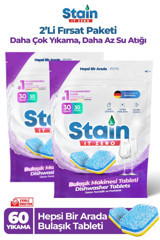 Stain It Zero Hepsi Bir Arada Tablet Bulaşık Makinesi Deterjanı 2x30 Adet