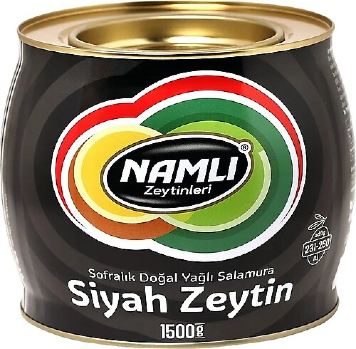 Namlı Sofralık Tuzlu Salamura Yağlı Siyah Zeytin Teneke 1.5 gr