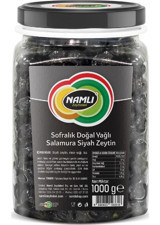 Namlı Sofralık Tuzlu Salamura Yağlı Siyah Zeytin Kavanoz 1 kg